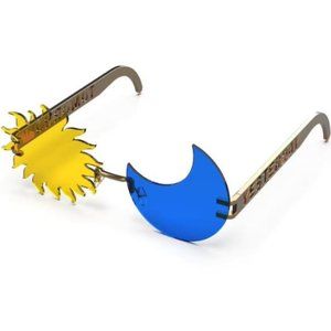 Tomorrow is Yesterday SunGlasses in Yellow & Blue , Sun and Moon Rimless Shaped